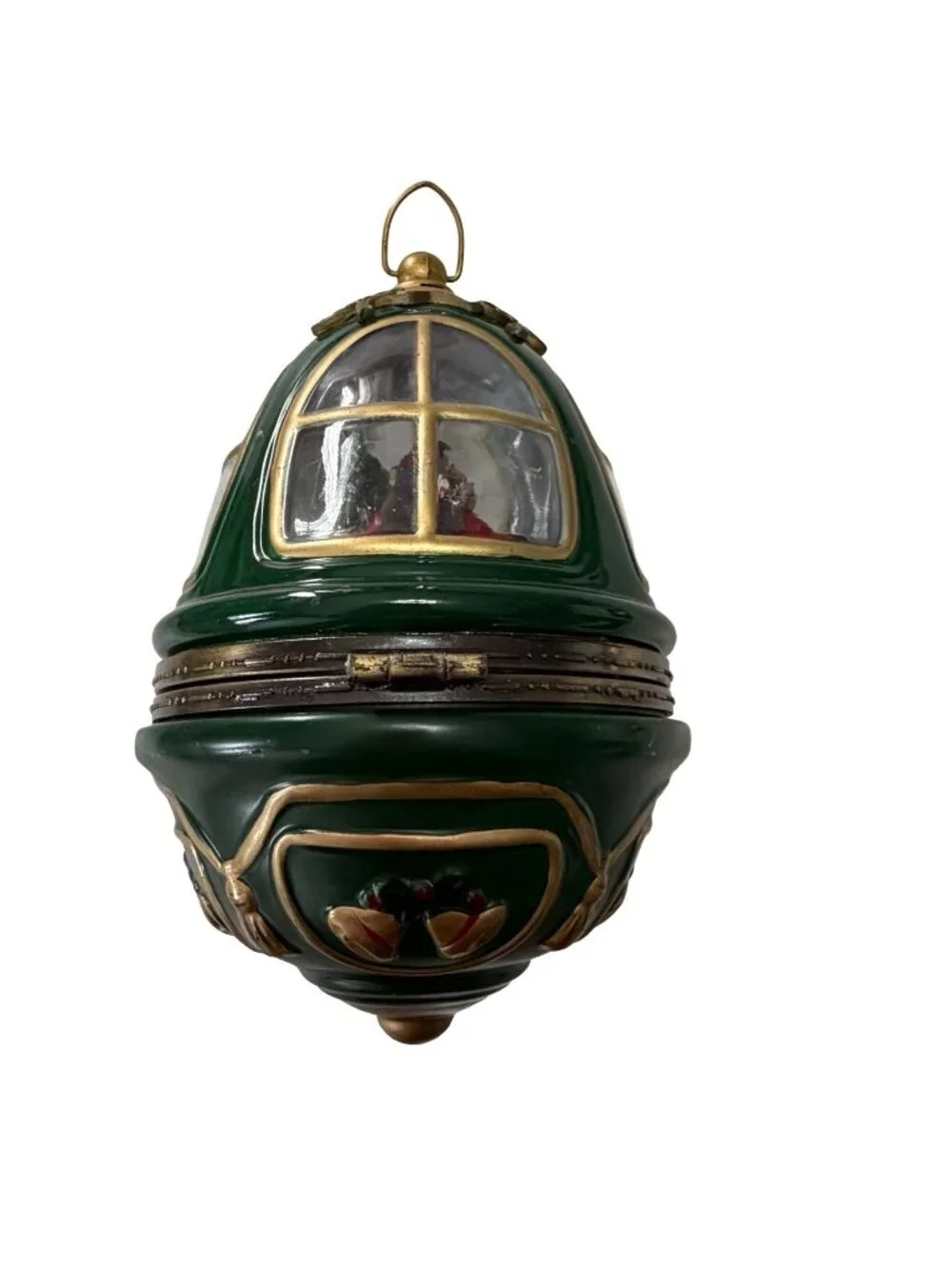 Vintage Mr. Christmas Animated Musical Santa Heirloom Egg Ornament Rotating Ligh